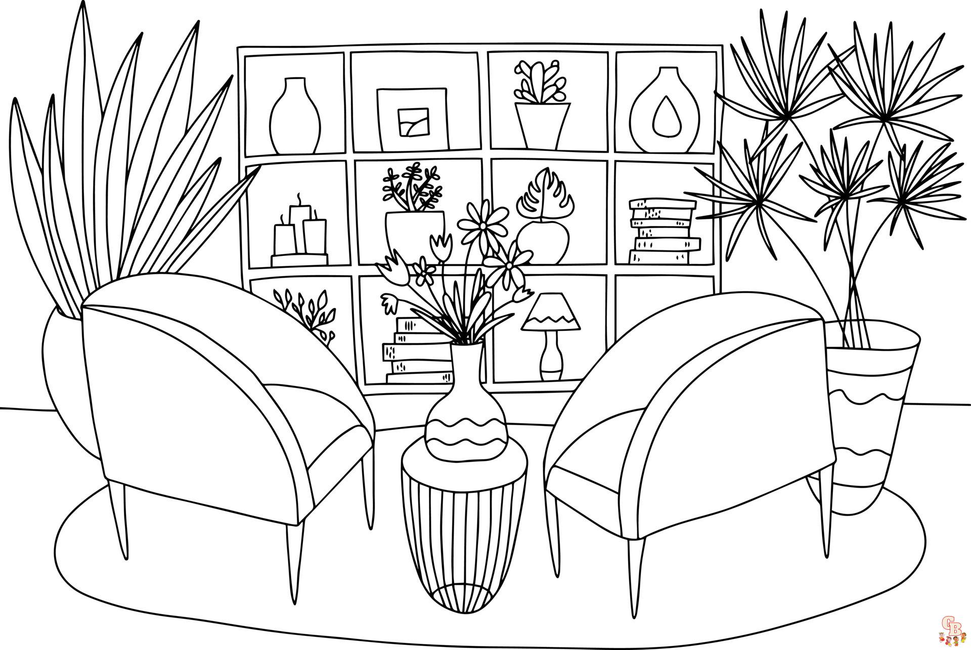 Coloriage de chambre idées et modèles pour enfants et adultes