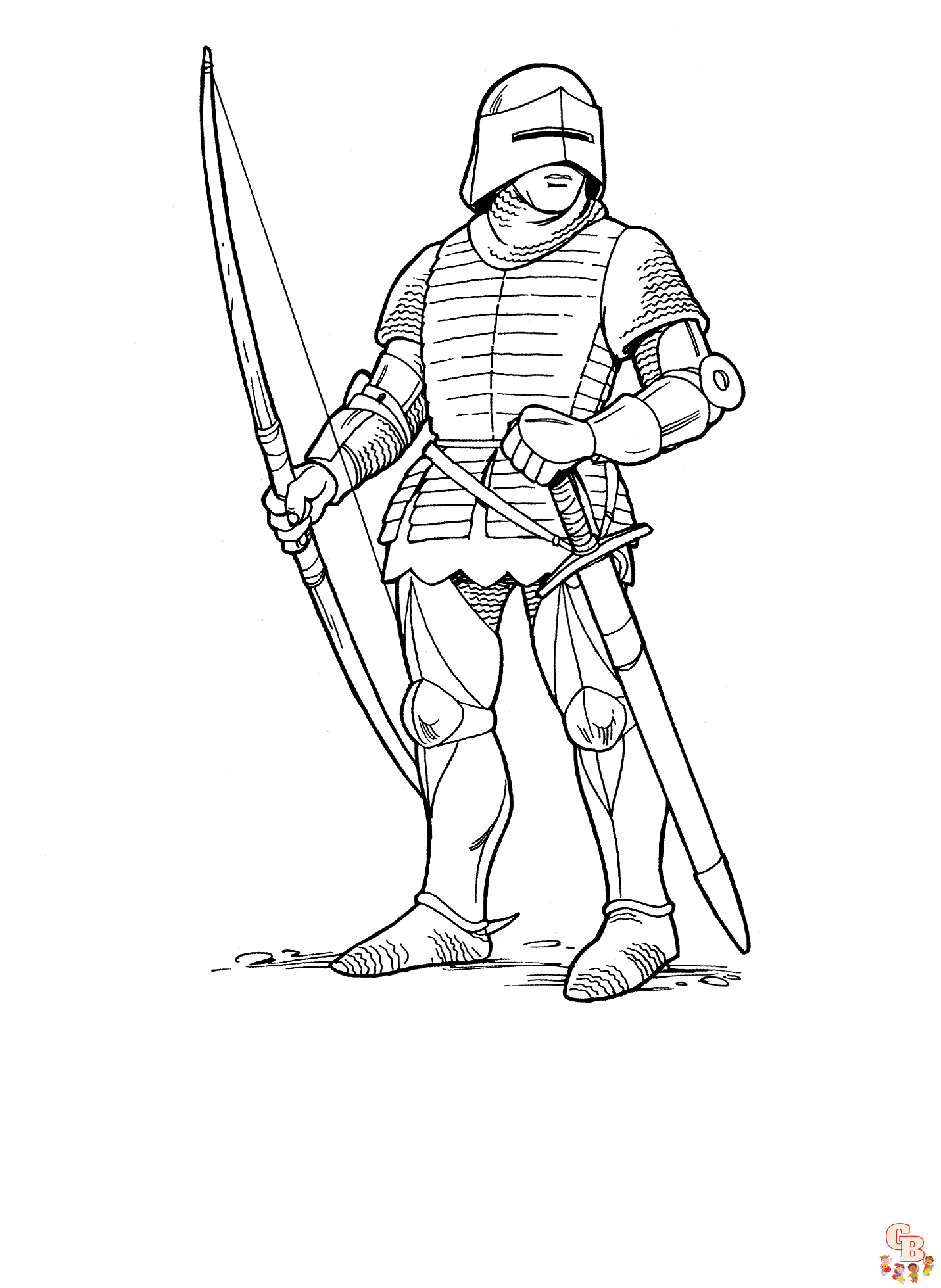 Coloriage Chevalier en Armure Dessins à Imprimer pour Enfants