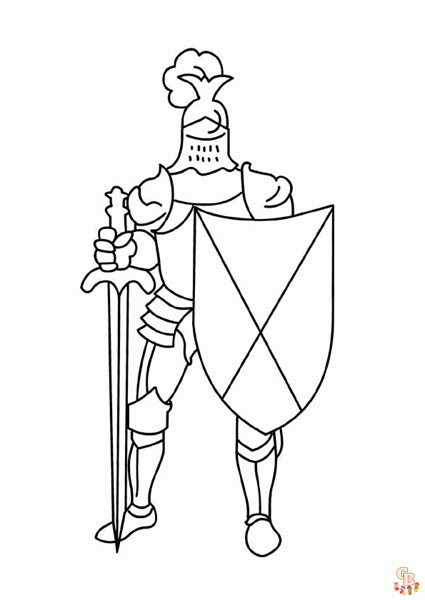 Coloriage Chevalier en Armure Dessins à Imprimer pour Enfants