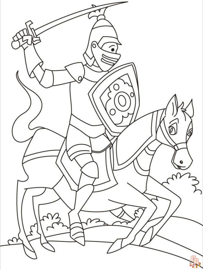 Coloriage Chevalier en Armure Dessins à Imprimer pour Enfants