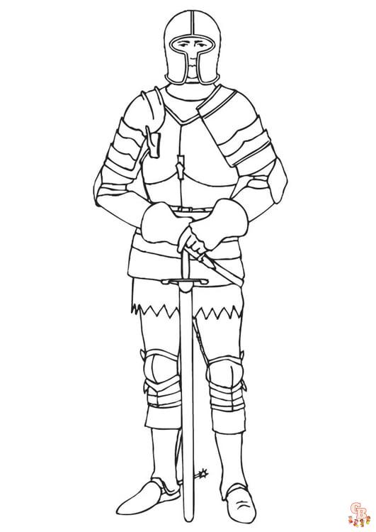 Coloriage Chevalier en Armure Dessins à Imprimer pour Enfants