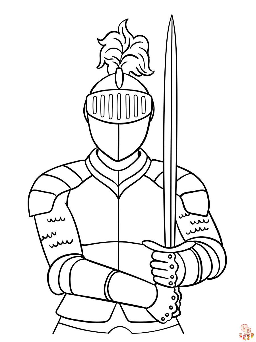 Coloriage Chevalier en Armure Dessins à Imprimer pour Enfants