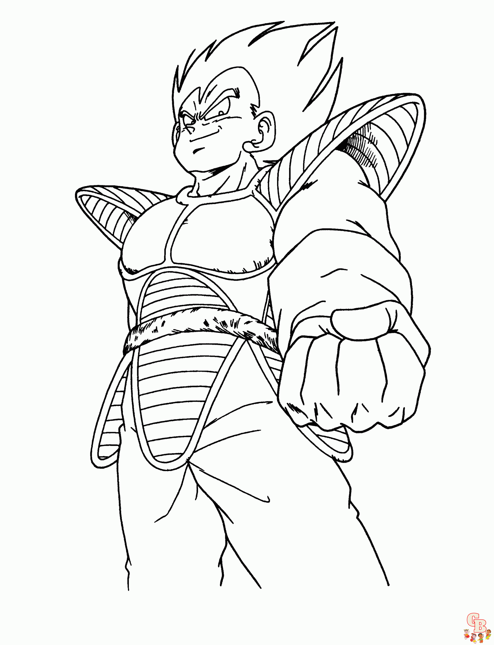 coloriage facile dragon ball vegeta periode saiyan