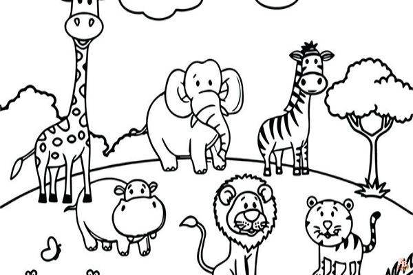 Coloriage d'animaux en français - Animaux de la jungle, sauvages, ferme et plus