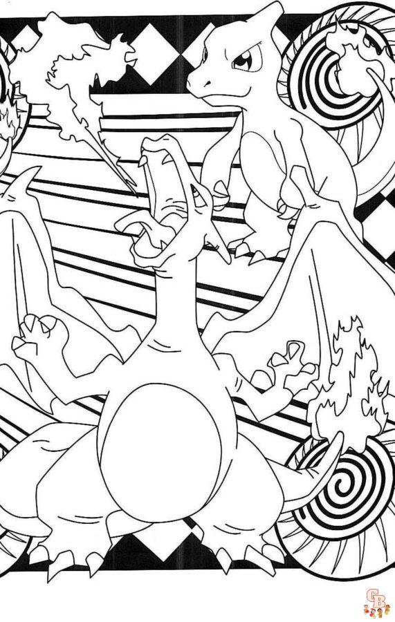 Coloriage Dracaufeu - Pages à colorier gratuites de Dracaufeu et autres personnages Pokemon