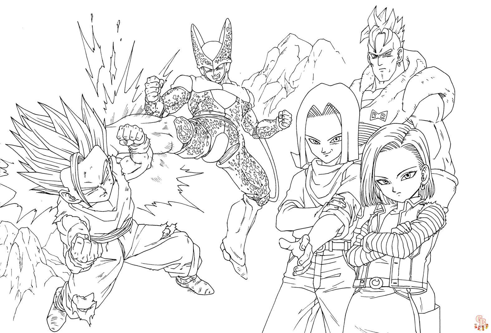 Coloriage Dragon Ball Z Personnages à imprimer gratuitement