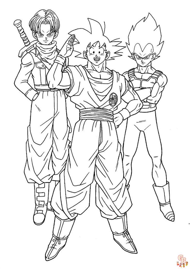 Coloriage Dragon Ball Z Personnages à imprimer gratuitement