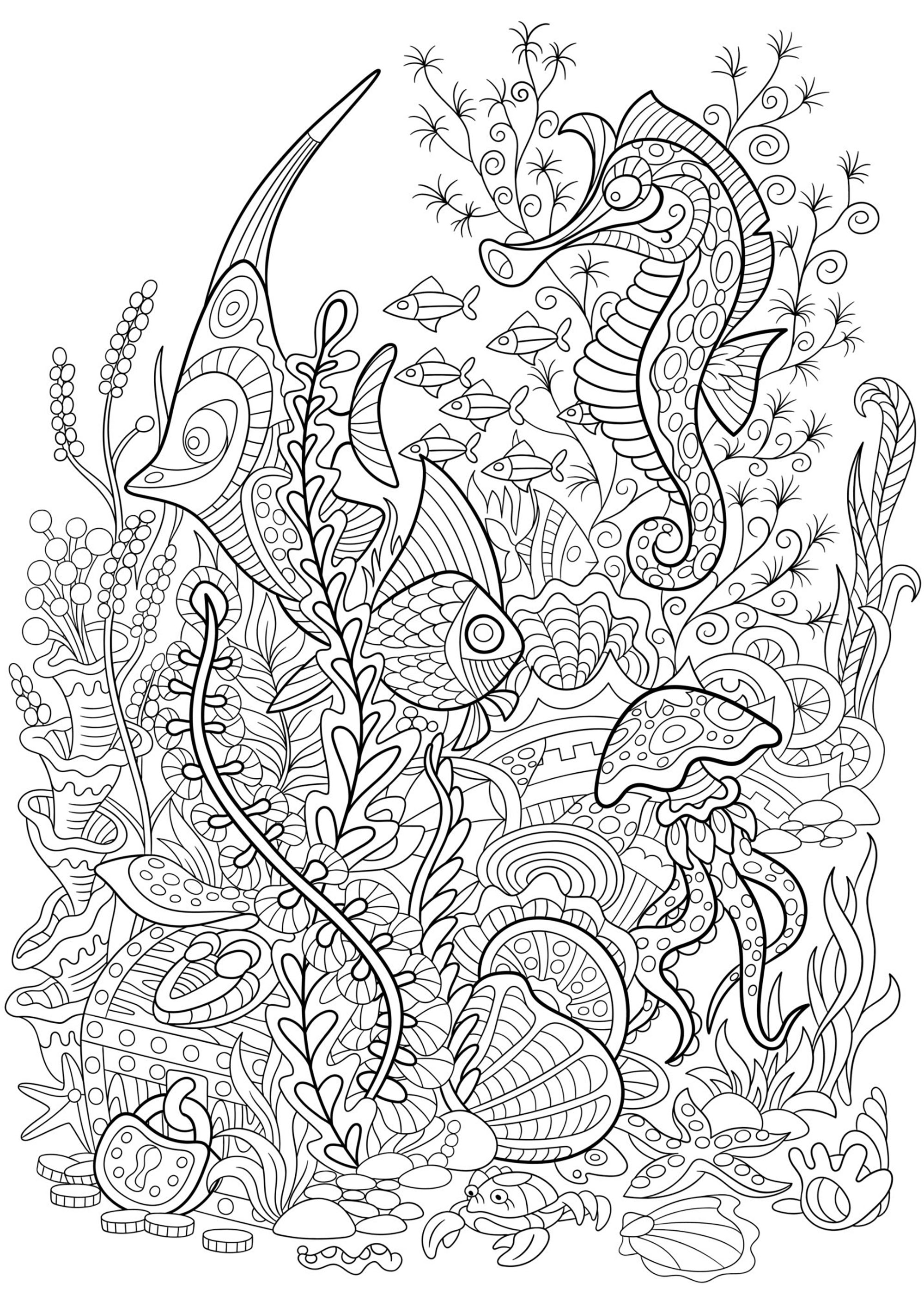 Coloriage été Pages de coloriage de sports d'été, mer, soleil, fruits et légumes pour les enfants