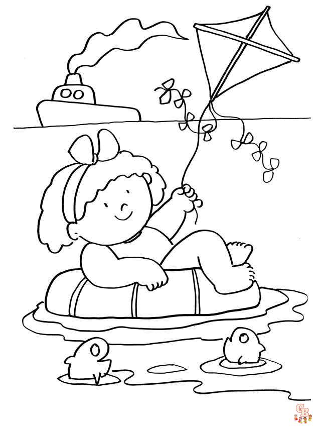 Coloriage été Pages de coloriage de sports d'été, mer, soleil, fruits et légumes pour les enfants