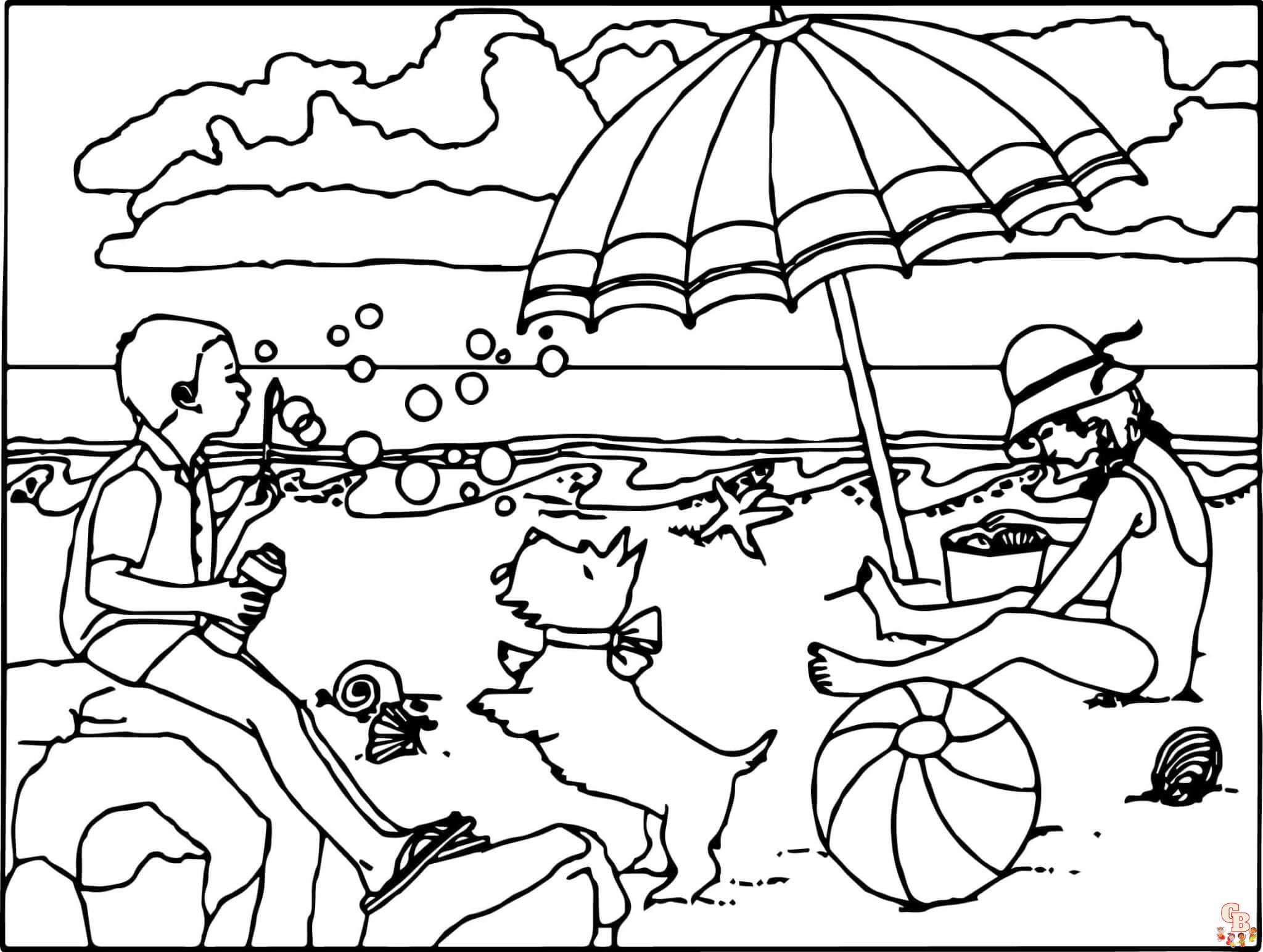 Coloriage été Pages de coloriage de sports d'été, mer, soleil, fruits et légumes pour les enfants