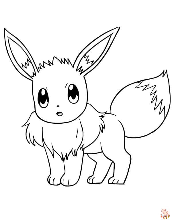 Coloriage Evoli en ligne gratuit Dessin d'Evoli mignon à colorier