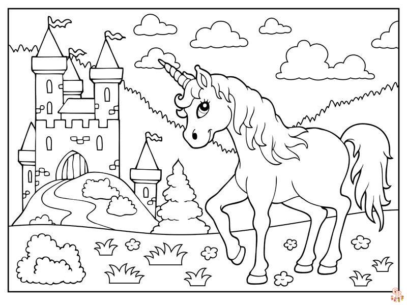 Coloriage facile Licorne, mandala, animaux, fleurs, voiture et sirène