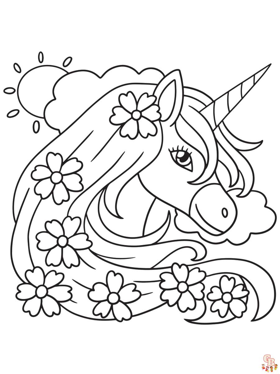 Coloriage facile Licorne, mandala, animaux, fleurs, voiture et sirène