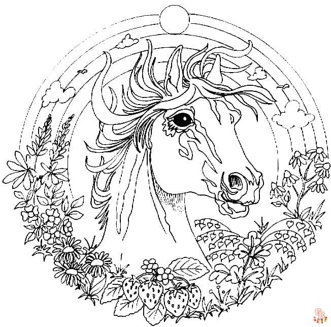 Coloriage facile Licorne, mandala, animaux, fleurs, voiture et sirène