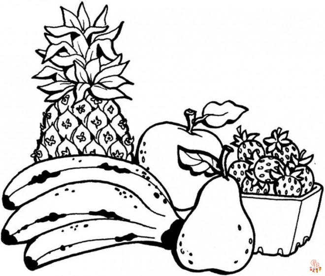 Coloriage de Fruits et Légumes Gratuits pour Enfants - Dessins Sains et Faciles à Colorier