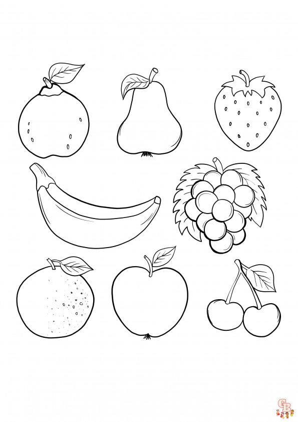 Coloriage de Fruits et Légumes Gratuits pour Enfants - Dessins Sains et Faciles à Colorier