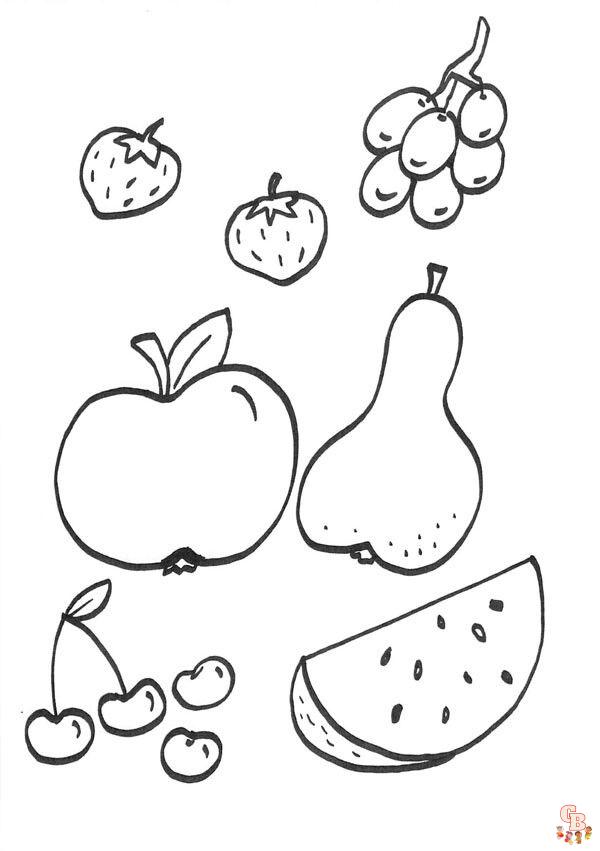 Coloriage de Fruits et Légumes Gratuits pour Enfants - Dessins Sains et Faciles à Colorier