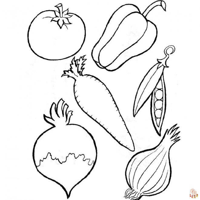 Coloriage de Fruits et Légumes Gratuits pour Enfants - Dessins Sains et Faciles à Colorier