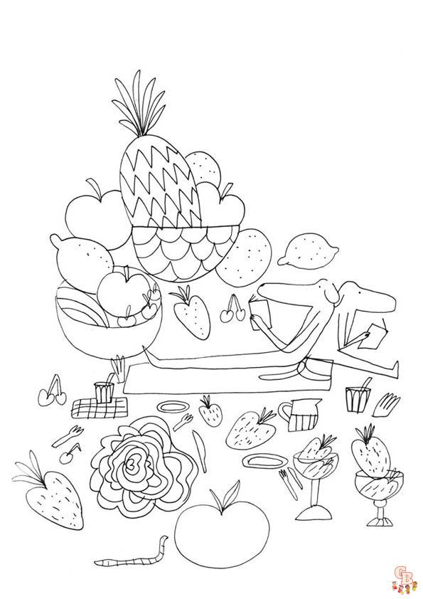 Coloriage de Fruits et Légumes Gratuits pour Enfants - Dessins Sains et Faciles à Colorier