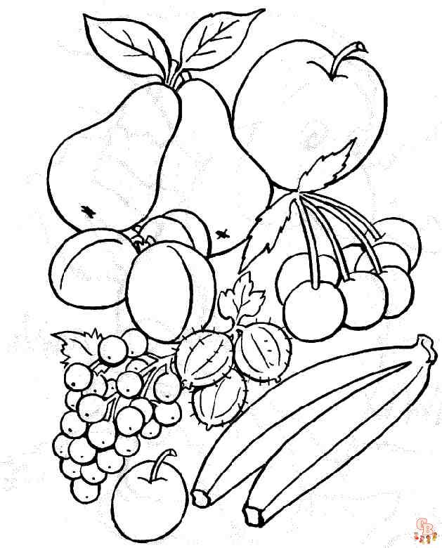 Coloriage de Fruits et Légumes Gratuits pour Enfants - Dessins Sains et Faciles à Colorier