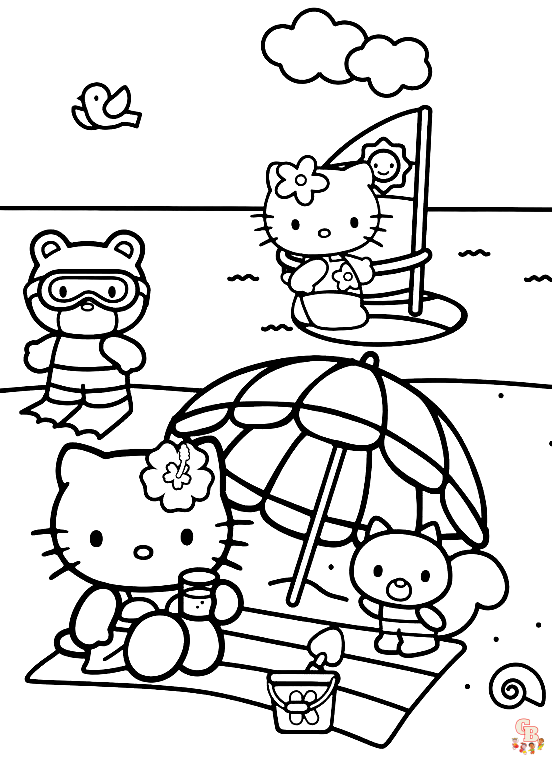 Coloriage Hello Kitty Gratuit en Ligne pour les Enfants Pages à Colorier