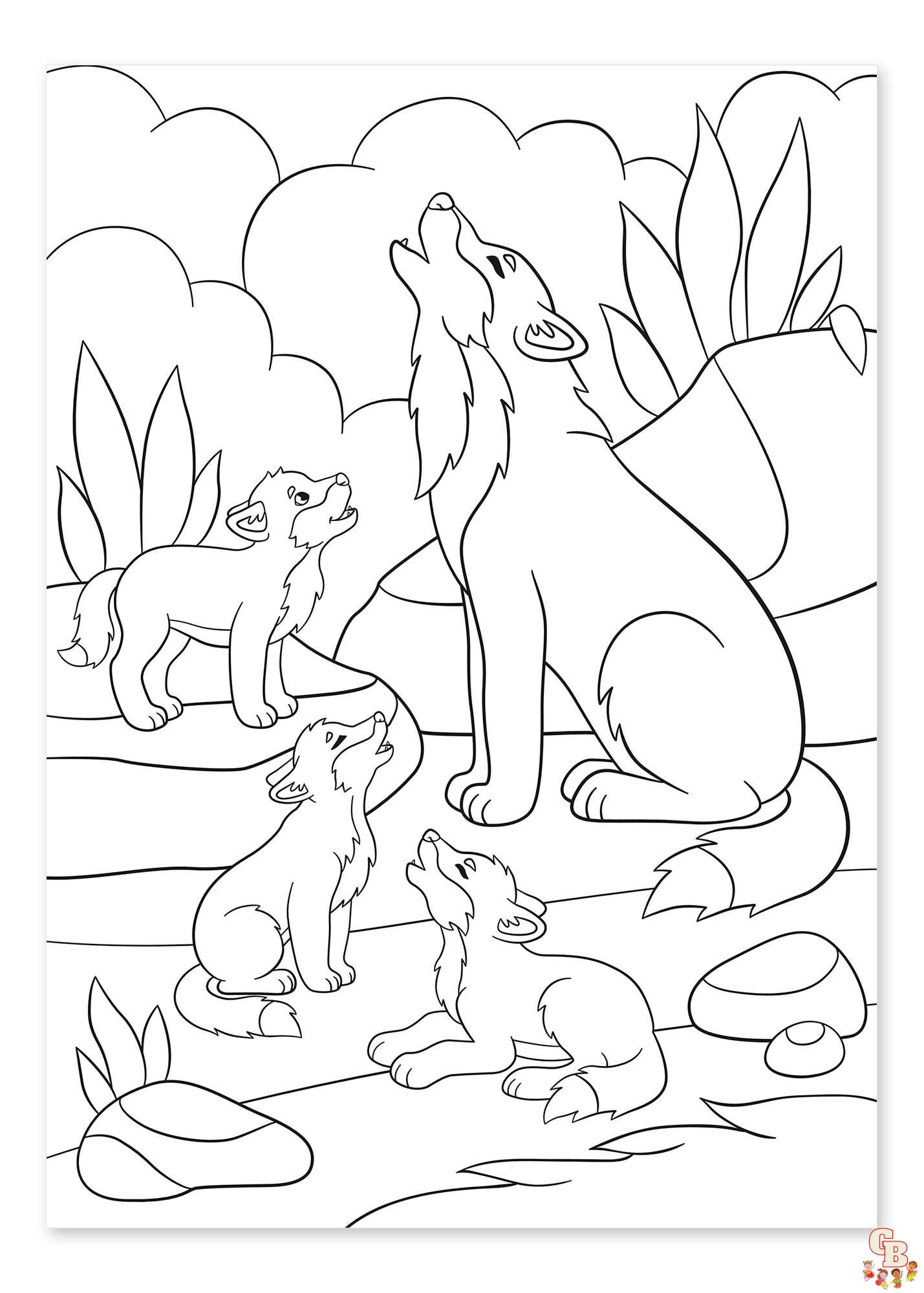 Coloriage loup pour enfants - Dessins de loups à colorier facilement