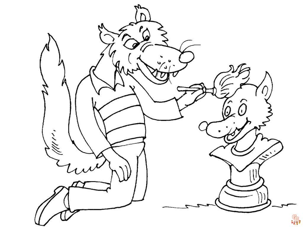 Coloriage loup pour enfants - Dessins de loups à colorier facilement