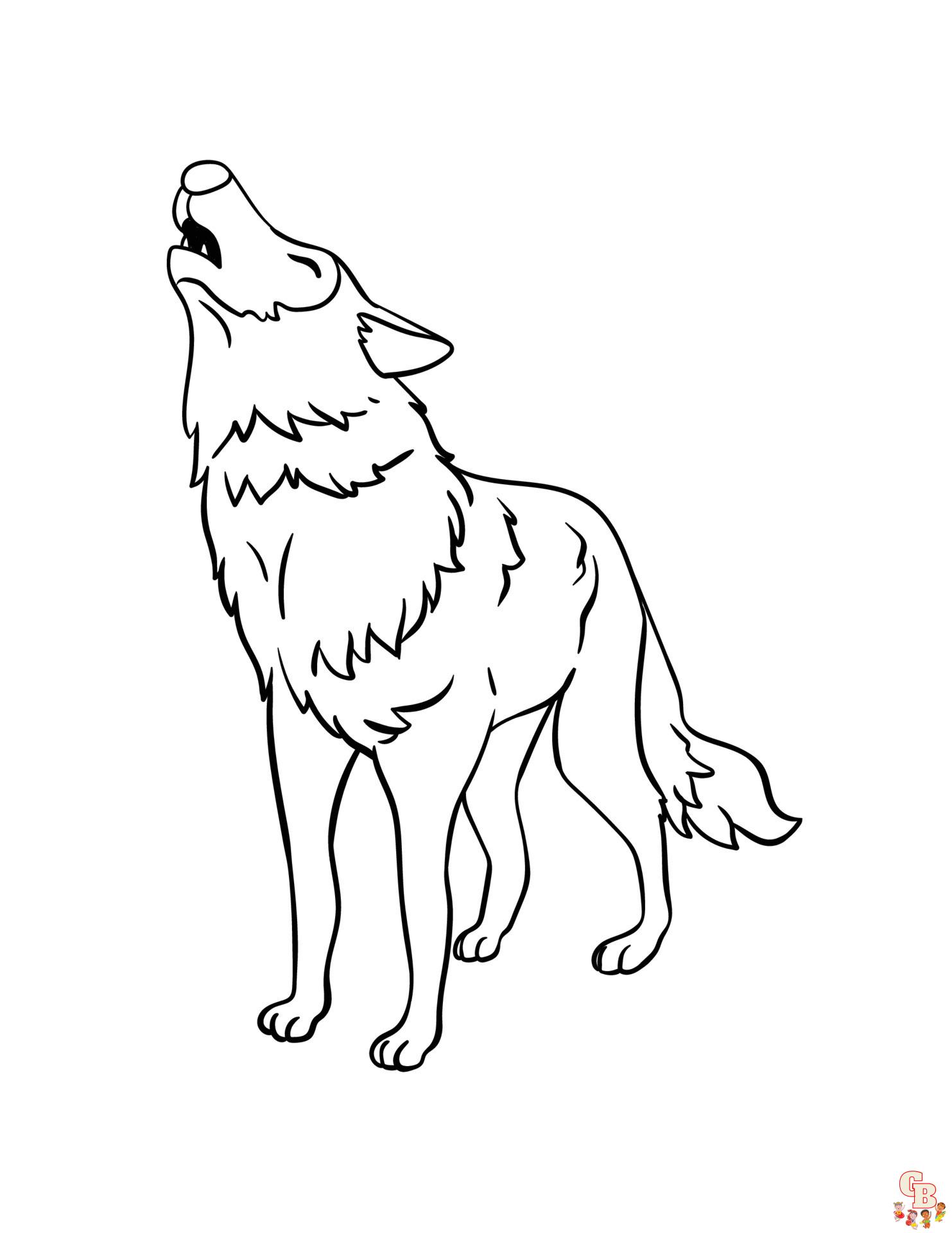 Coloriage loup pour enfants - Dessins de loups à colorier facilement