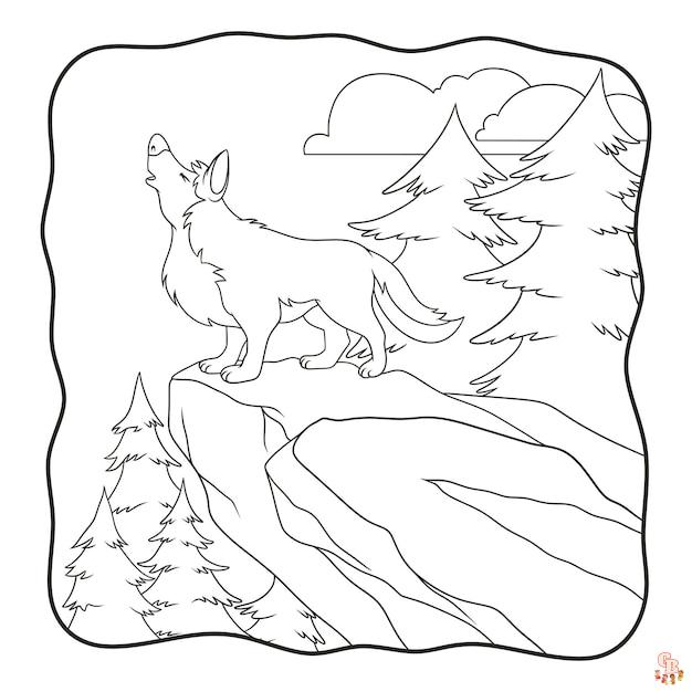 Coloriage loup pour enfants - Dessins de loups à colorier facilement