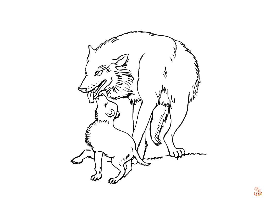 Coloriage loup pour enfants - Dessins de loups à colorier facilement