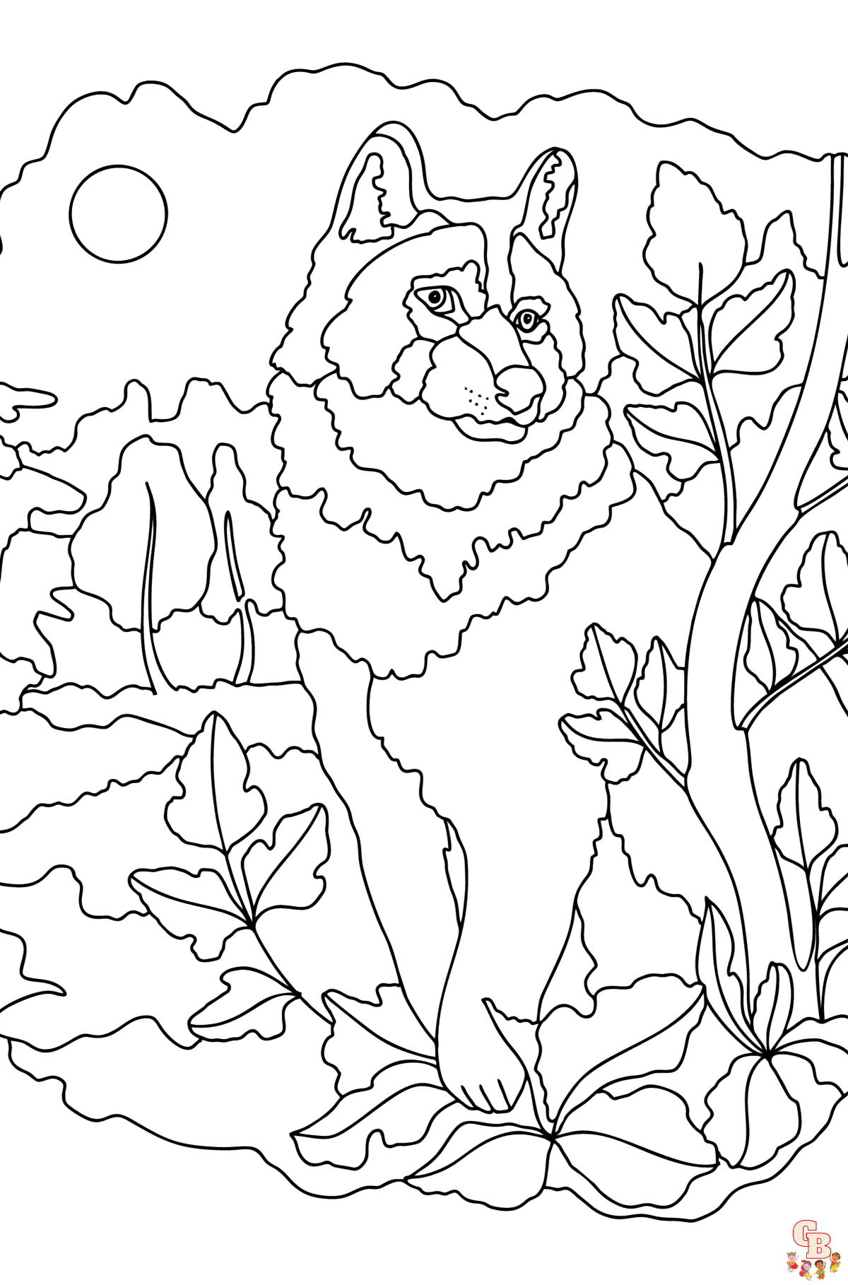 Coloriage loup pour enfants - Dessins de loups à colorier facilement