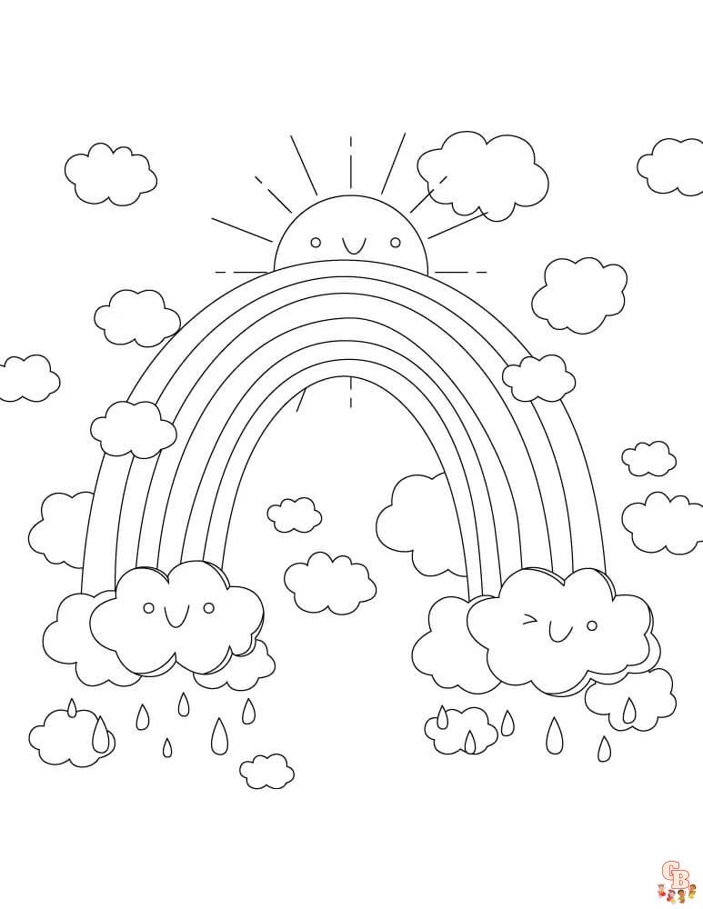 Modèles de coloriage arc-en-ciel gratuits - Pages à colorier d'arc-en-ciel en ligne pour enfants