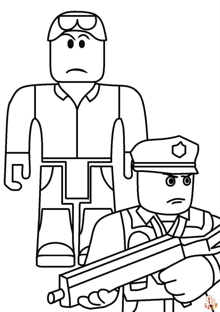 Coloriage gratuit Roblox pour les enfants - personnages, armes et équipements, logo et icône à colorier