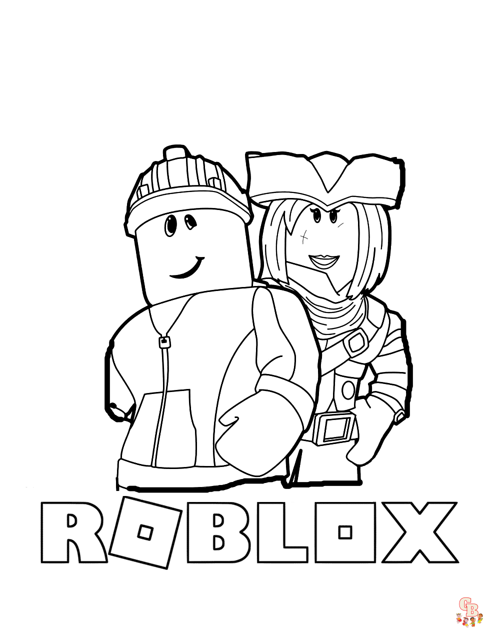 Coloriage gratuit Roblox pour les enfants - personnages, armes et équipements, logo et icône à colorier