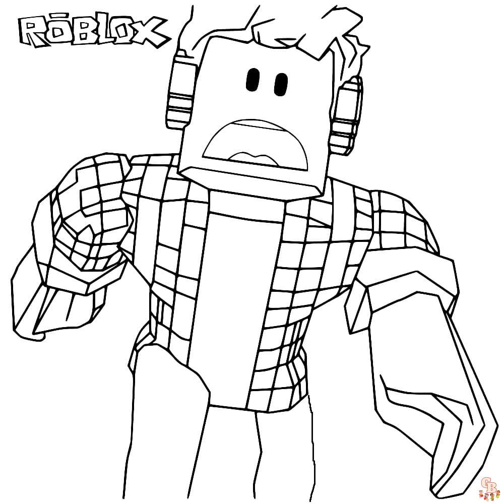 Coloriage gratuit Roblox pour les enfants - personnages, armes et équipements, logo et icône à colorier