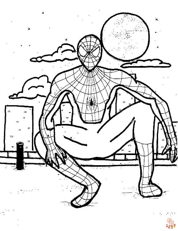 Coloriage Spiderman Pages à colorier gratuites de Spiderman en action avec ses ennemis