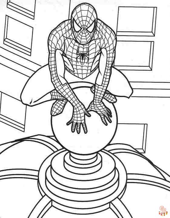 Coloriage Spiderman Pages à colorier gratuites de Spiderman en action avec ses ennemis