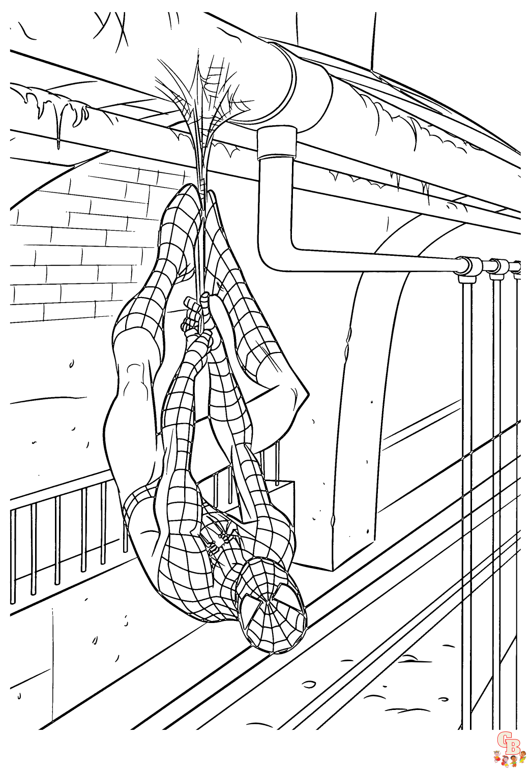 Coloriage Spiderman Pages à colorier gratuites de Spiderman en action avec ses ennemis