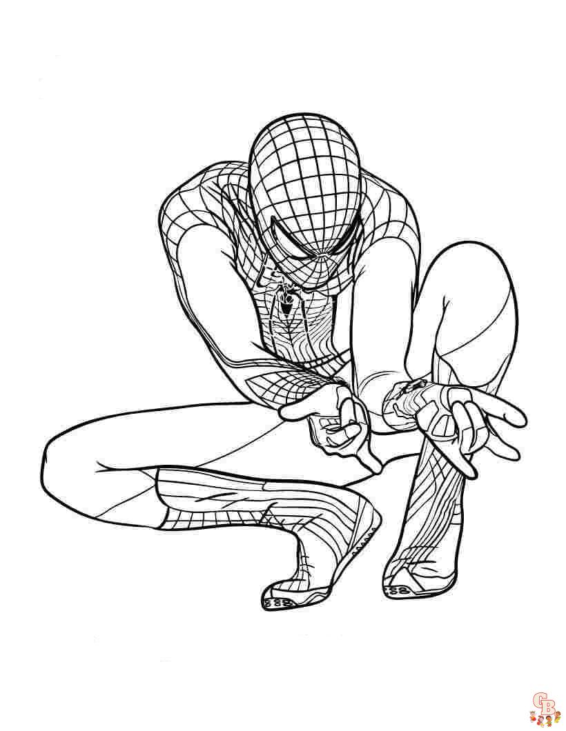 Coloriage Spiderman Pages à colorier gratuites de Spiderman en action avec ses ennemis