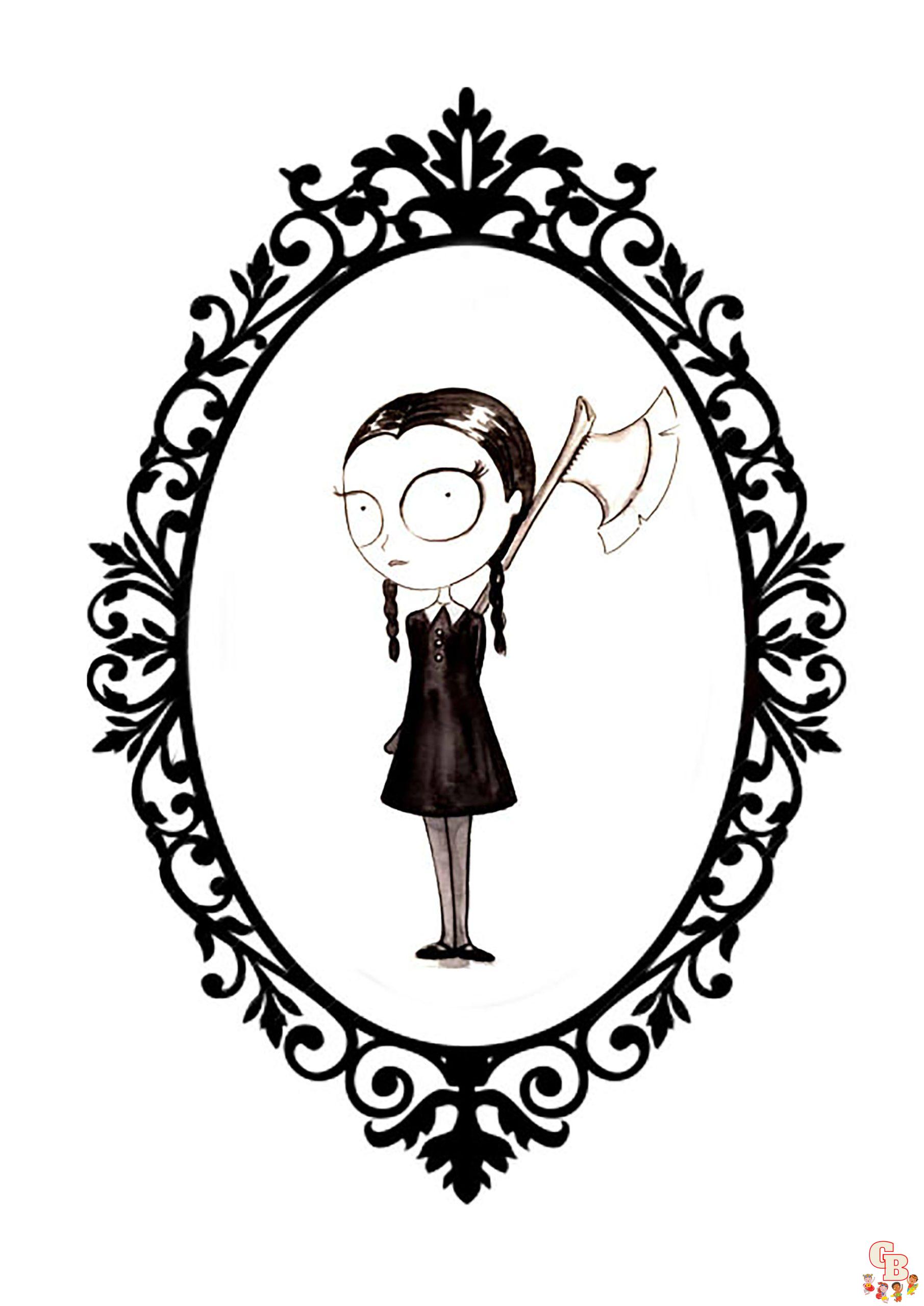 coloriage mercredi addams