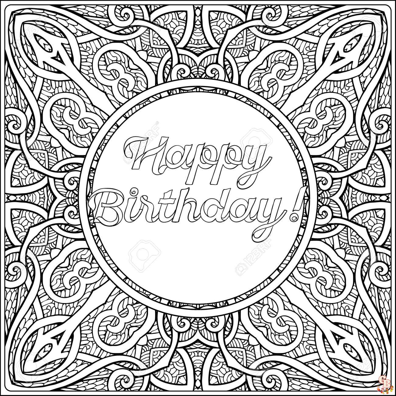 lettrage de joyeux anniversaire coloriage avec message sur le millesime motif de fond adulte livre