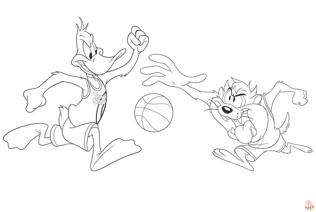 Space Jam Daffy and taz Coloring Pages