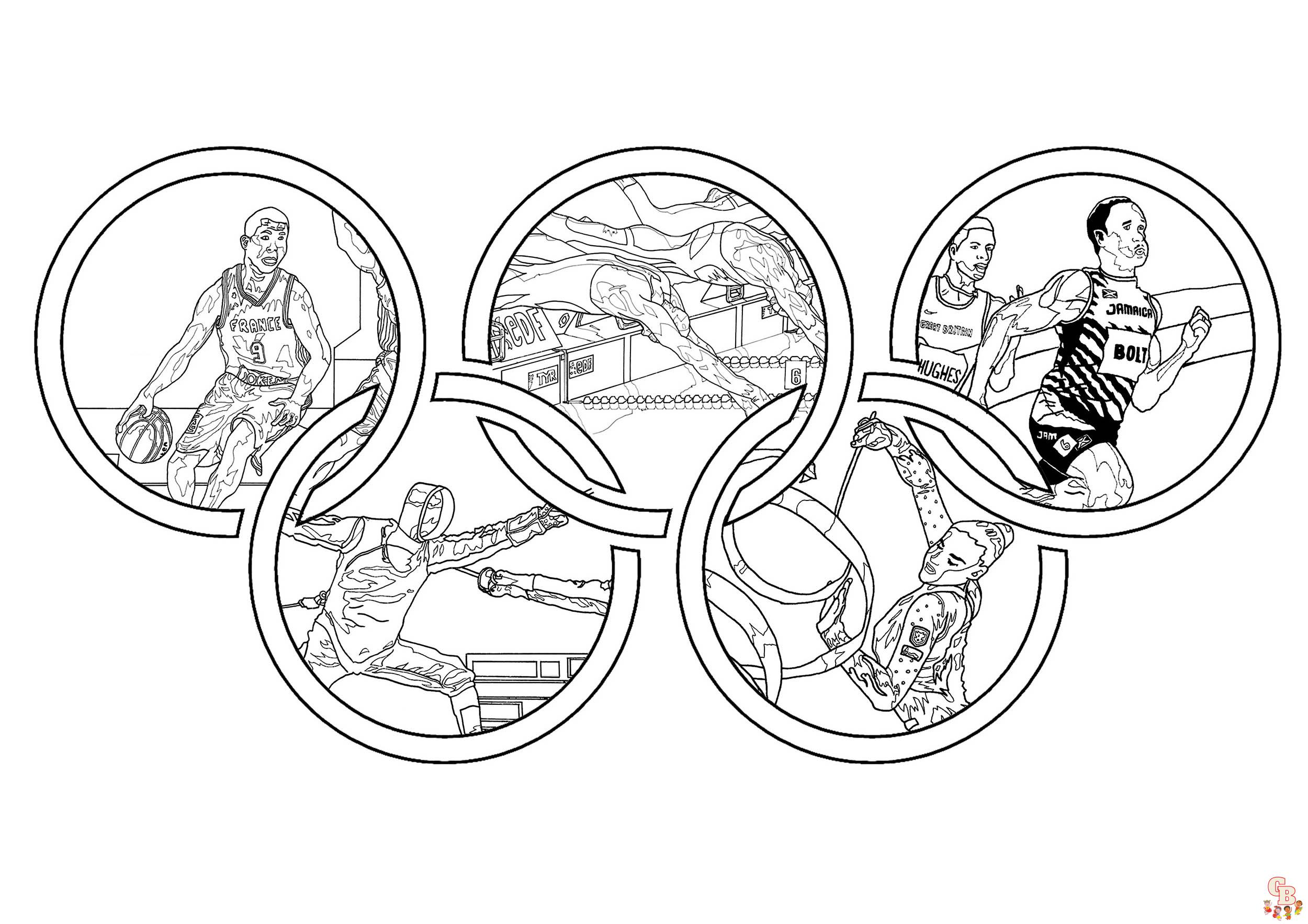 coloriage anneaux olympiques