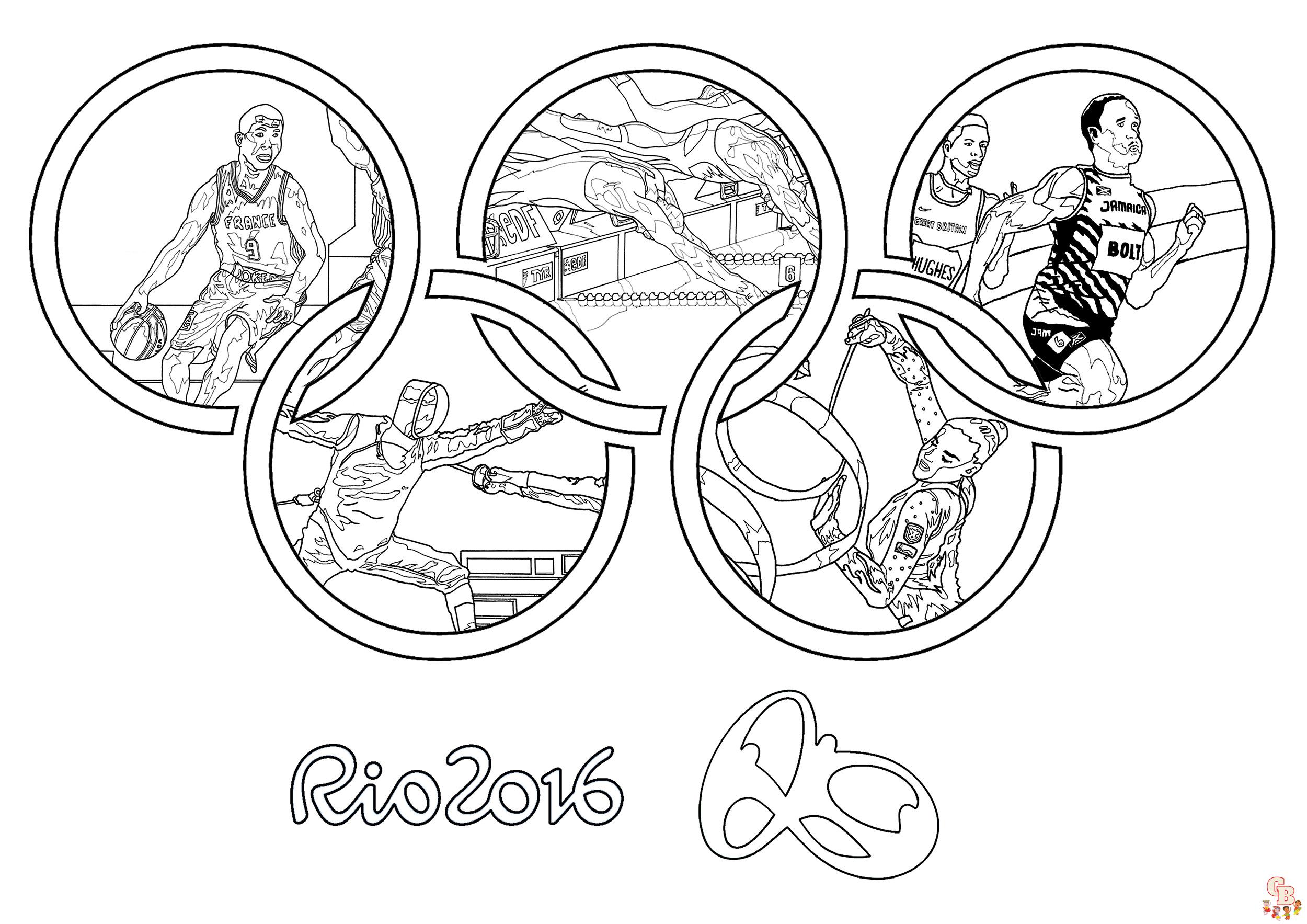 coloriage anneaux olympiques