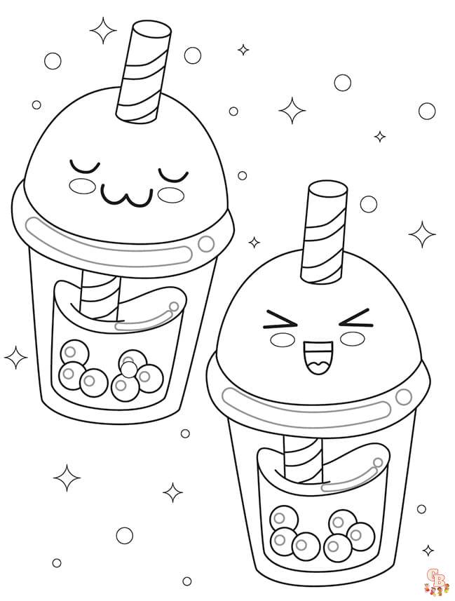 coloriage bubble tea