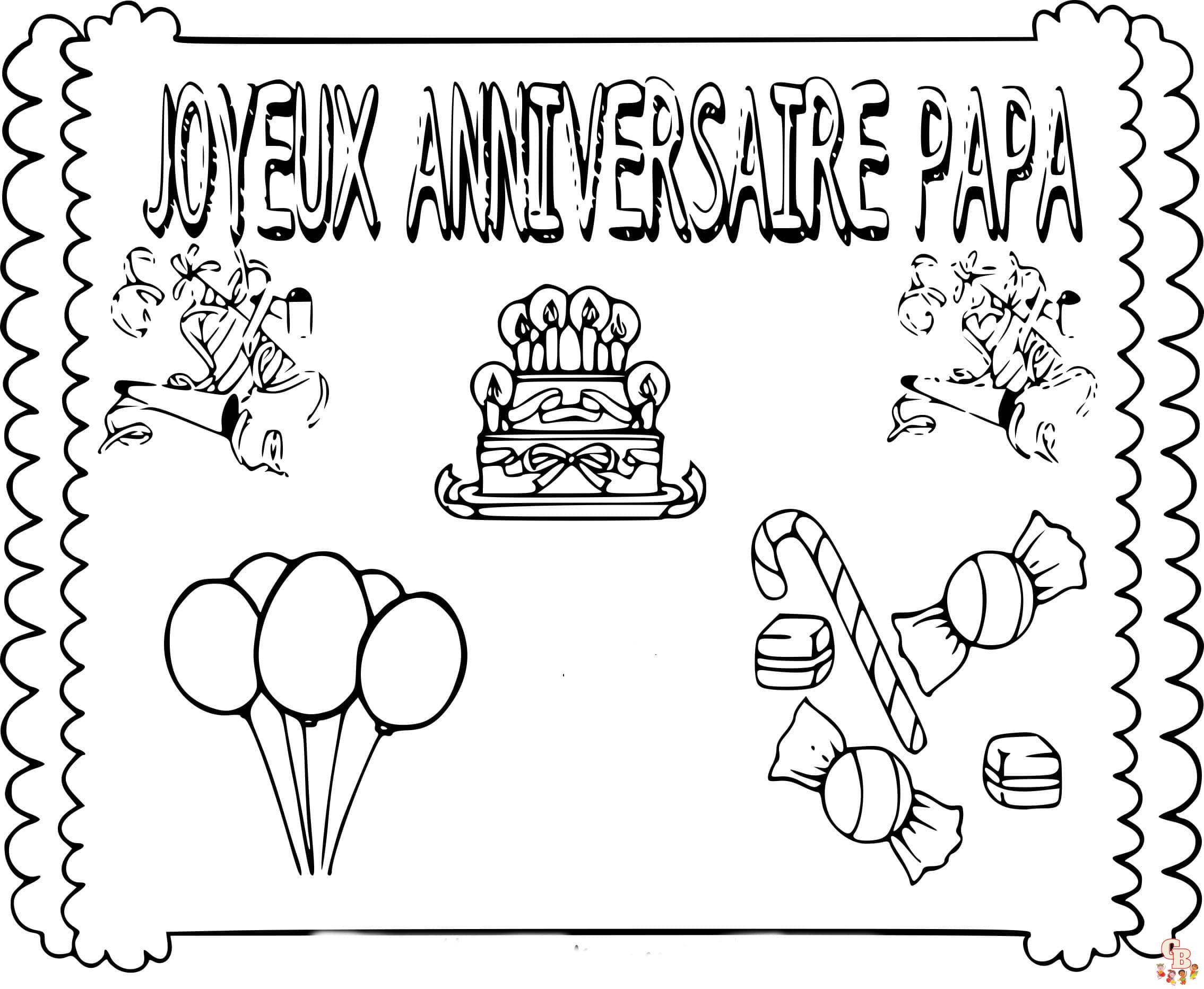 coloriage dessin de joyeux anniversaire papa