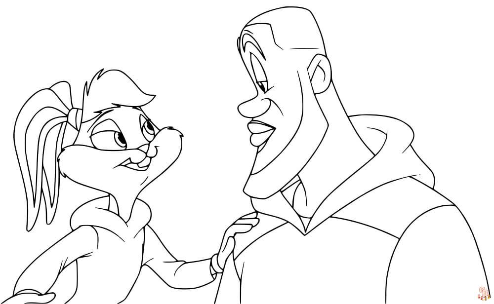 coloriage space jam lola bunny et lebron james