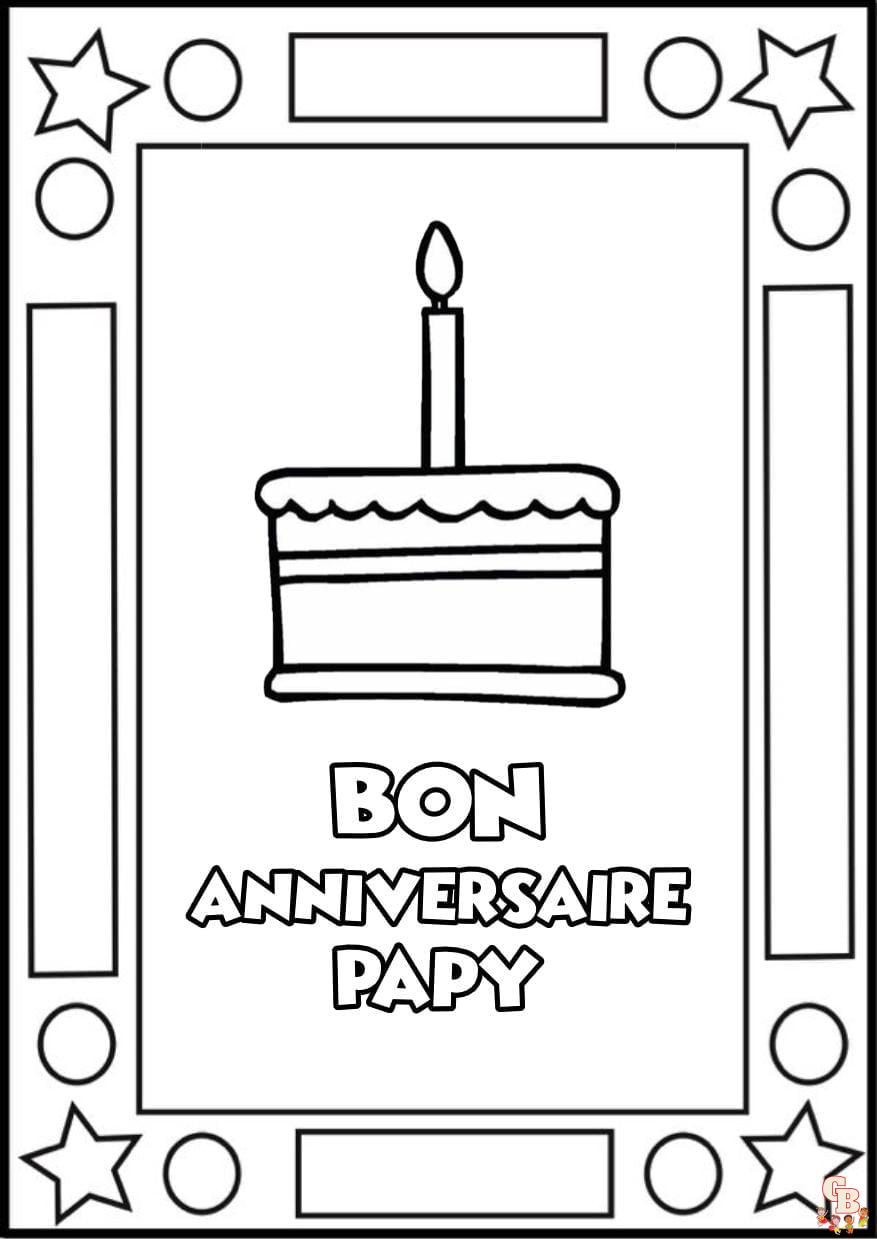 joli cadre carte joyeux anniversaire papy colorier