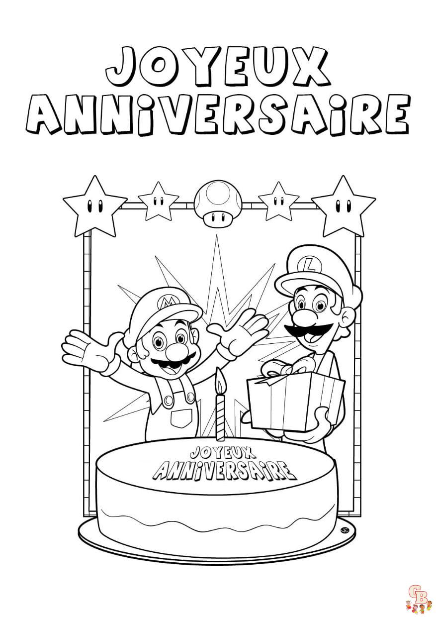 mario luigi carte joyeux anniversaire coloriage