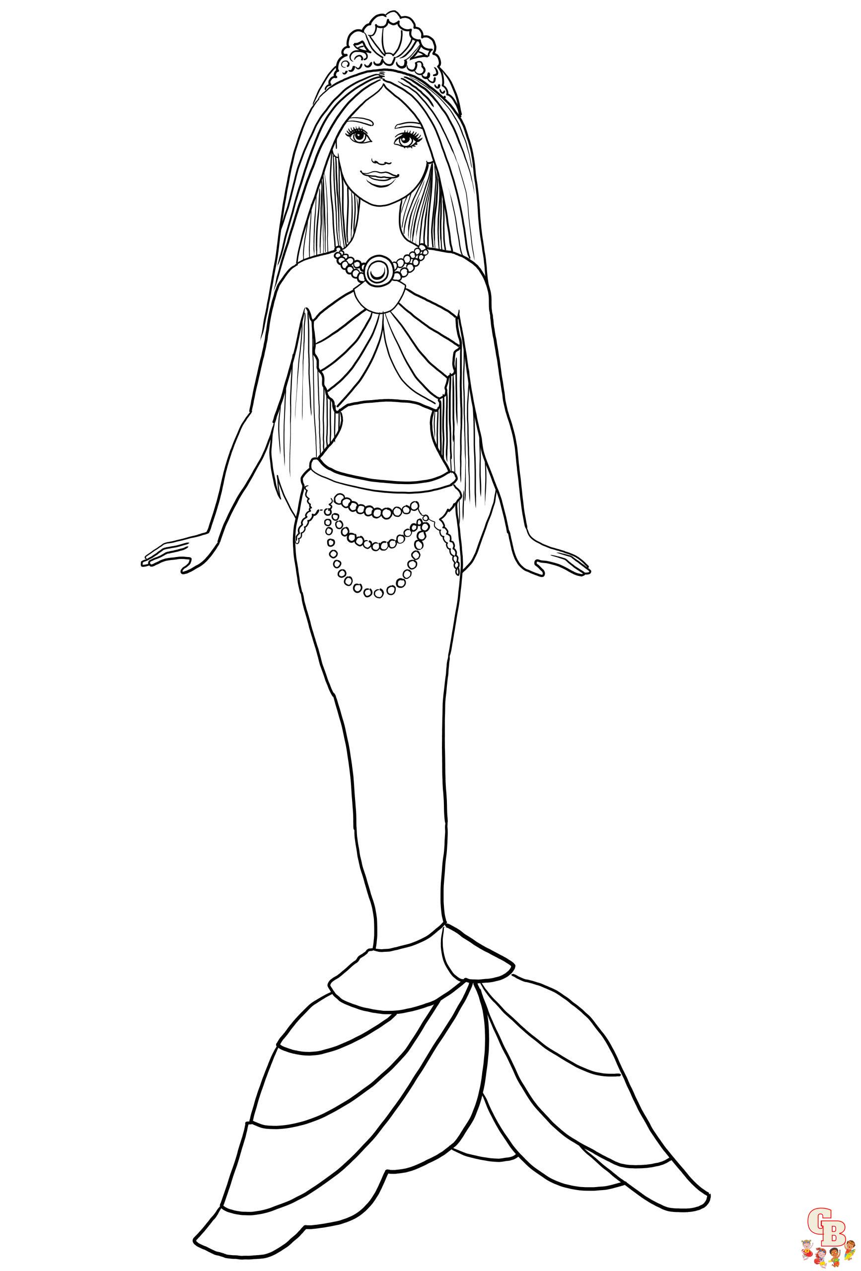 Coloriage Barbie Sirene Arc en Ciel